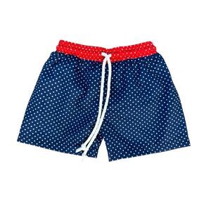 Cecil & Lou Boys 12M Red Blue Polka Dot Swim Trunks Summer Patriotic Hybrid